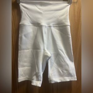 Aerie White Ribbed Biker Shorts